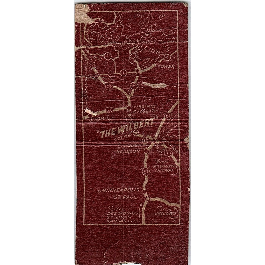 The Wilbert Restaurant Cotton MN Vintage Matchbook Cover SC7-Y9