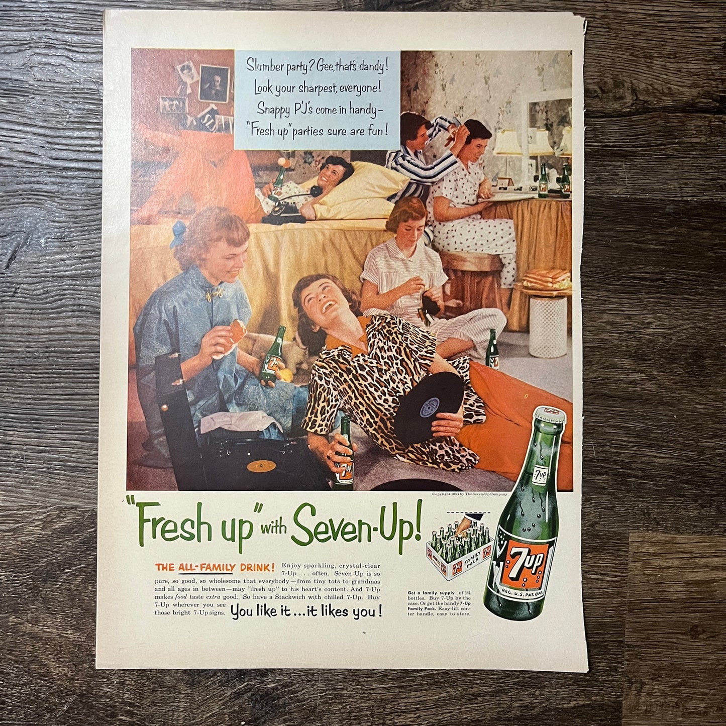 Fresh Up with Seven-Up 7up the All-Family Drink Vintage Magazine Ad 11x14 V9