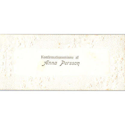 Vintage Anna Persson Konfirmations Minne af Embossed Swedish Calling Card AE2