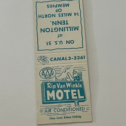 Rip Van Winkle Motel Millington Tennessee Vintage Matchbook Cover TB6-MB2-4