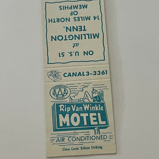 Rip Van Winkle Motel Millington Tennessee Vintage Matchbook Cover TB6-MB2-4