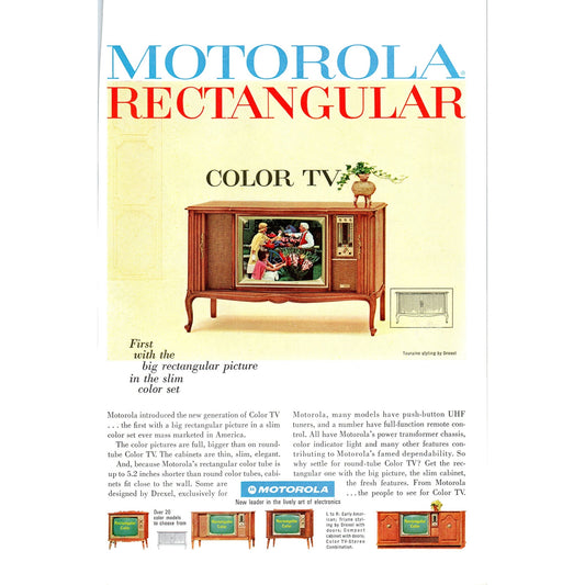 Motorola Rectangular Color Television TV Teleset - Vintage Magazine Ad D20