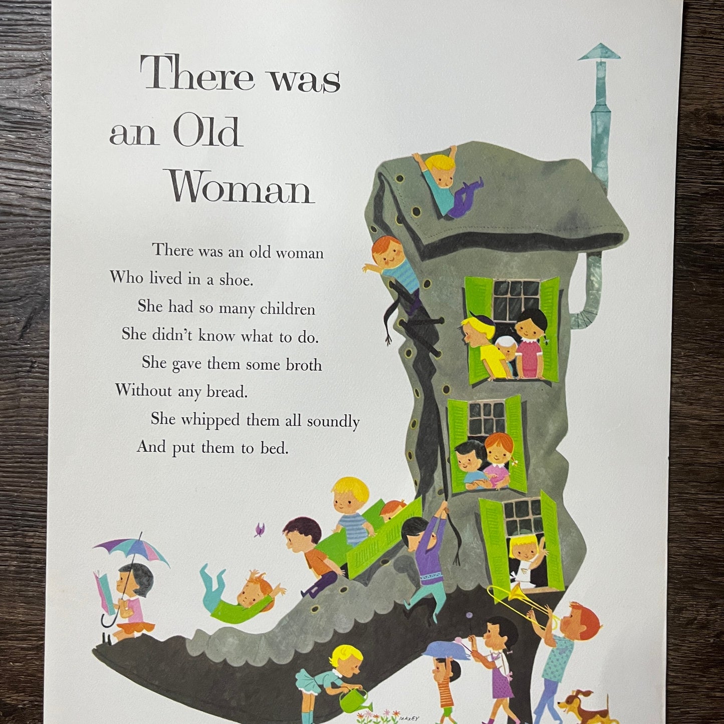 There Was an Old Woman Vtg Dale Maxy Mother Goose Lithograph Art Print 11x14 V9