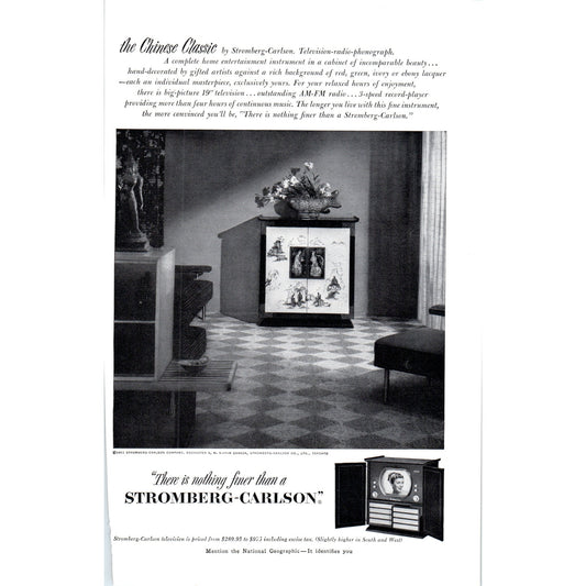Stromberg-Carlson Chinese Classic Television TV Teleset Vintage Magazine Ad D20