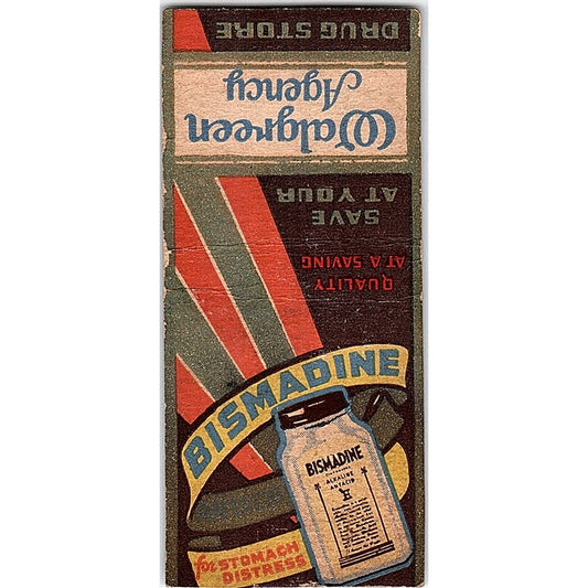 Walgreen Agency Bismadine Antacid Vintage Matchbook Cover SF3-Y2