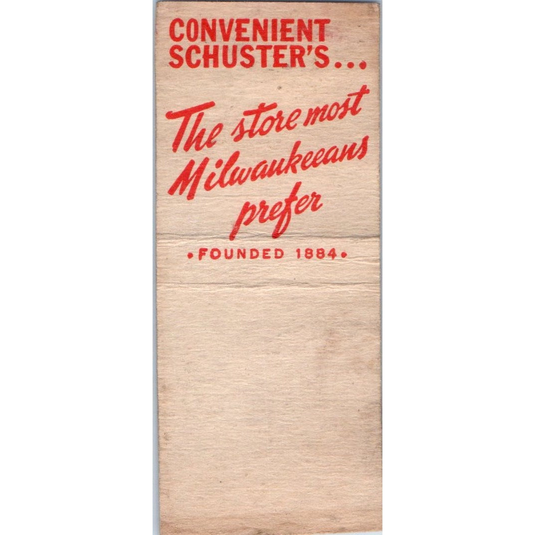 Schuster's Milwaukee WI Vintage Matchbook Cover SD4-Y4