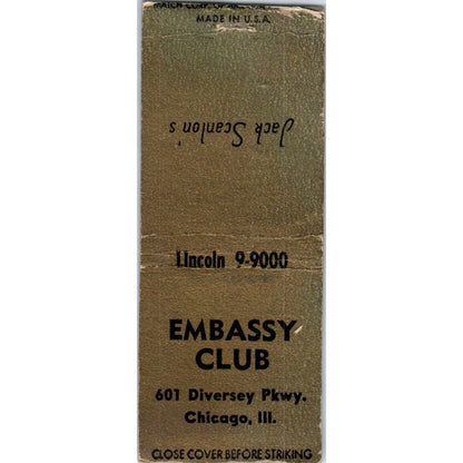 Jack Scanlon's Embassy Club Chicago IL Vintage Matchbook Cover SF4-Y4