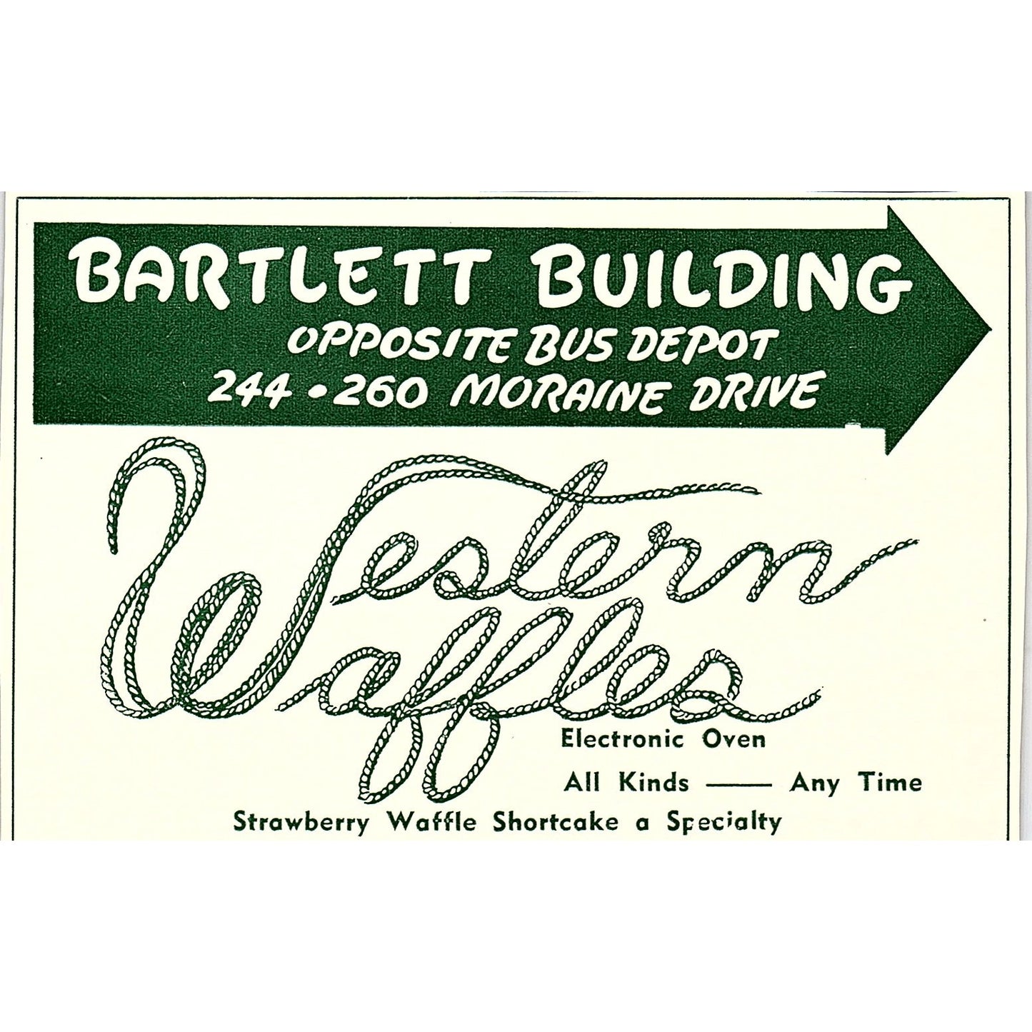 Western Waffles Bartlett Building 1957 Estes Park CO Ad AG4-H1