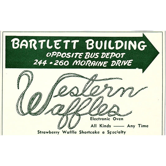 Western Waffles Bartlett Building 1957 Estes Park CO Ad AG4-H1
