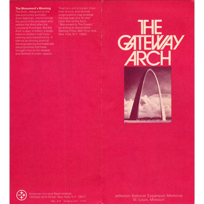 Vintage Gateway Arch Jefferson Expansion Memorial St. Louis MO Brochure TH2-O1