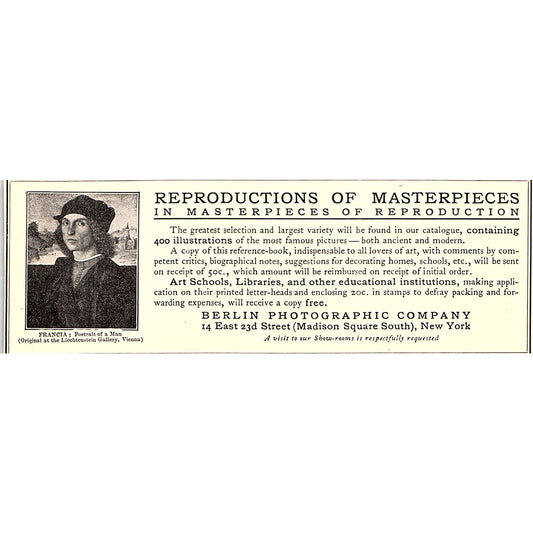 Berlin Photographic Co Reproductions of Old Masters NY - 1906 Ad AF5-3