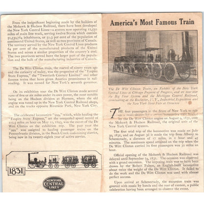 1921 Chicago Pageant of Progress New York Central Line Exhibit Leaflet AD8-R3