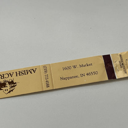 Amish Acres Nappanee IN Vintage Matchbook Cover TB6-MB1-14