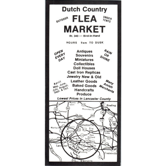 1970s The Dutch Country Flea Market Lancaster County PA Travel Leaflet TF4-BB