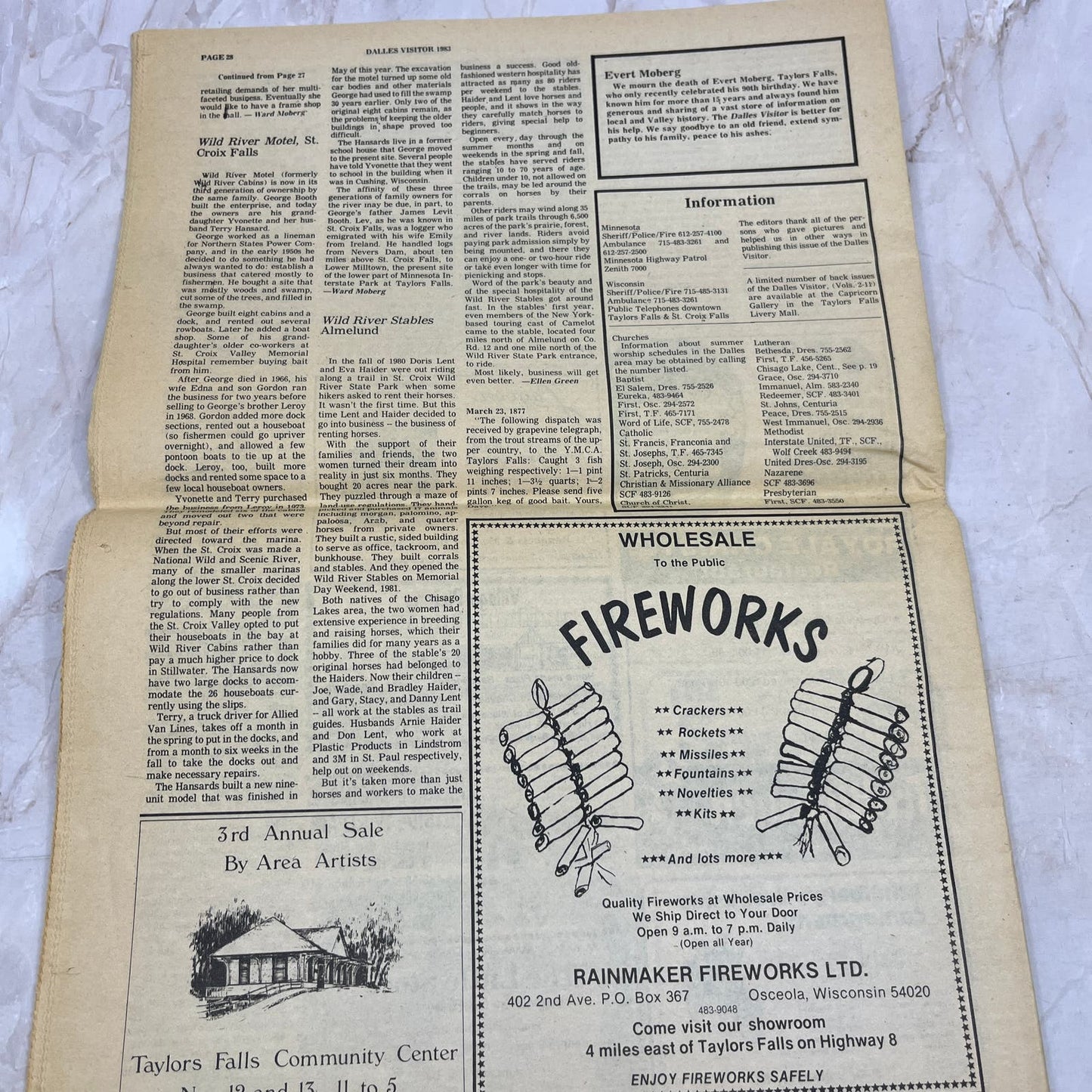 1983 Summer The Dalles Visitor Newsletter St Croix Falls WI Taylors Falls MN M11