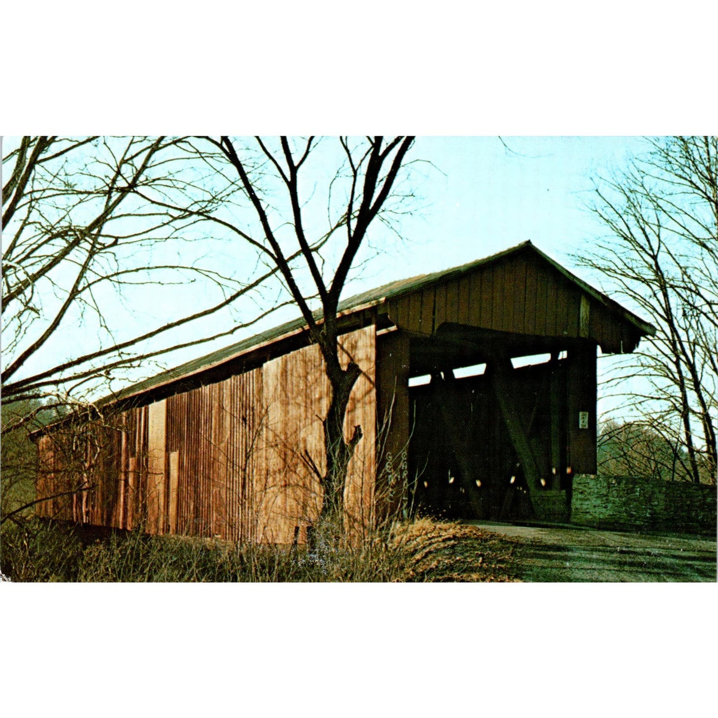 Busching Bridge Versailles, Ripley County Indiana Covered Bridge Postcard PB11