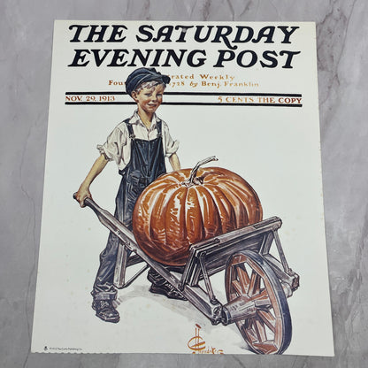 J.C. Leyendecker Pumpkin in Wheelbarrow Saturday Evening Post Repro 9x11 V14-5