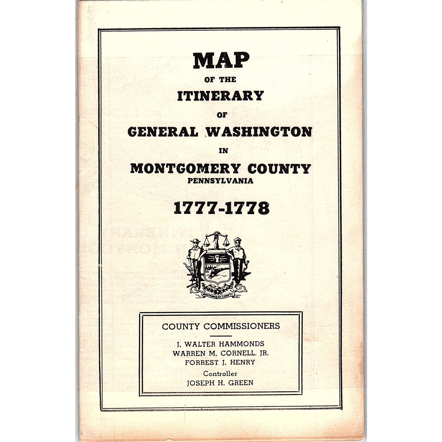 Vintage Map of Itinerary of General Washington in Montgomery County PA TH2-TB2