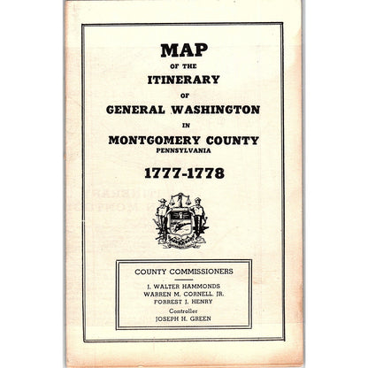 Vintage Map of Itinerary of General Washington in Montgomery County PA TH2-TB2