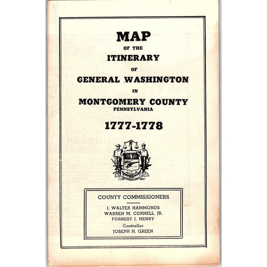 Vintage Map of Itinerary of General Washington in Montgomery County PA TH2-TB2