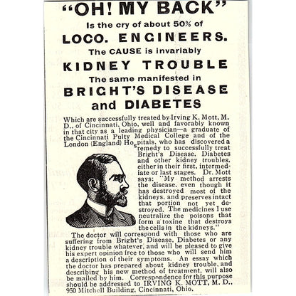 Irving K Mott MD Cincinnati OH Treatment for Engineers 1914 Original Ad AF3-Q4