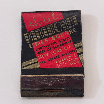Hotel Paramount Times Square Charles L Ornstein Vintage Matchbook Cover TB8-MB-9