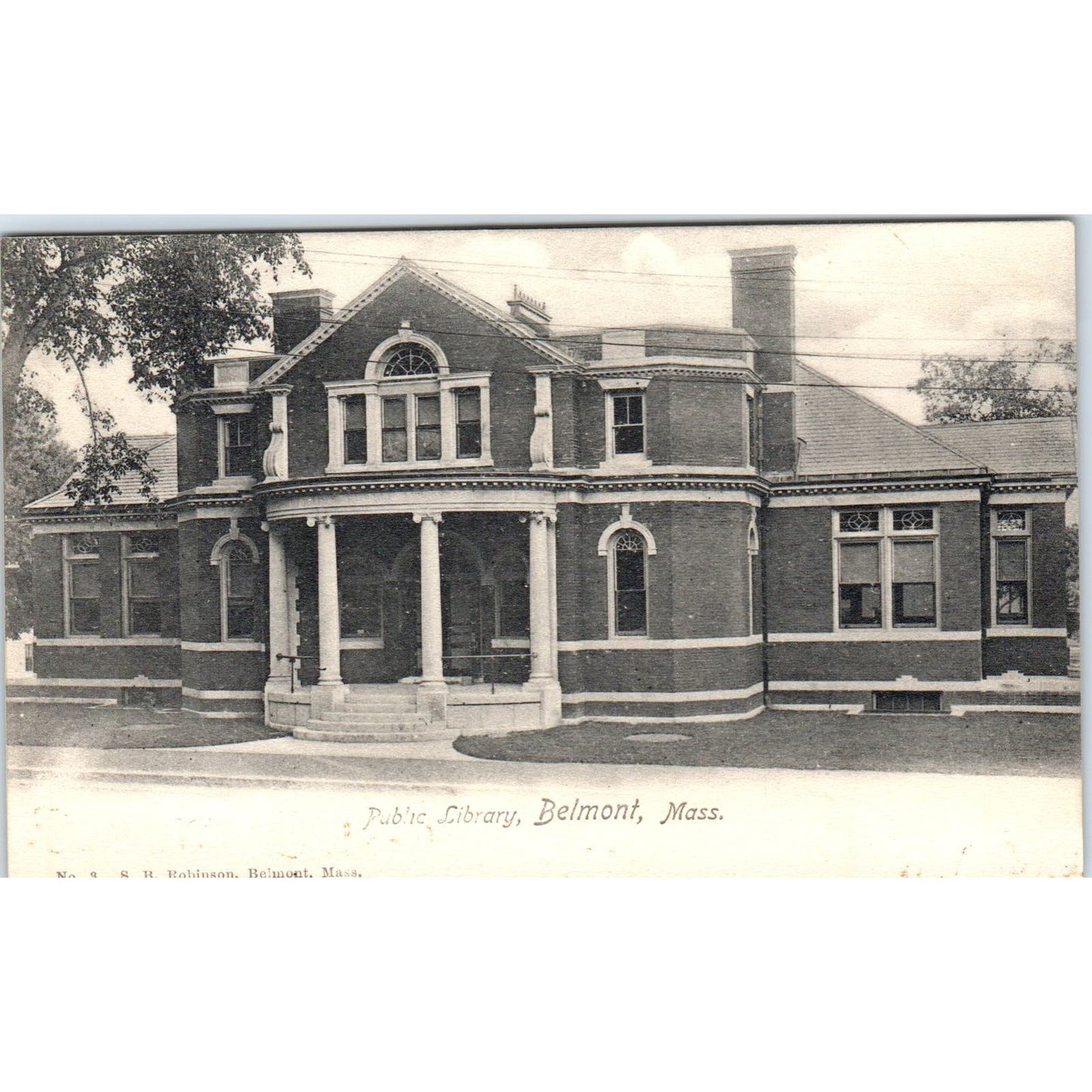 c1905 Public Library S.B. Robinson Belmont MA Antique Postcard PC7