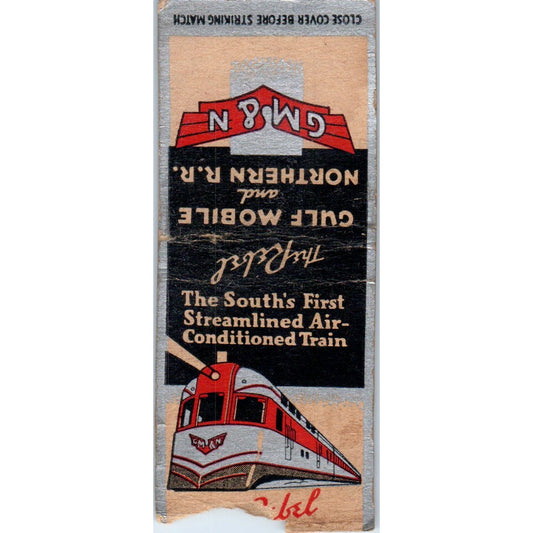 Gulf Mobile & Northern Railroad The Rebel Vintage Matchbook Cover SF4-Y4