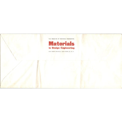 Vintage K Slater Materials in Design Engineering NY Postal Cover Envelope TH9-L2