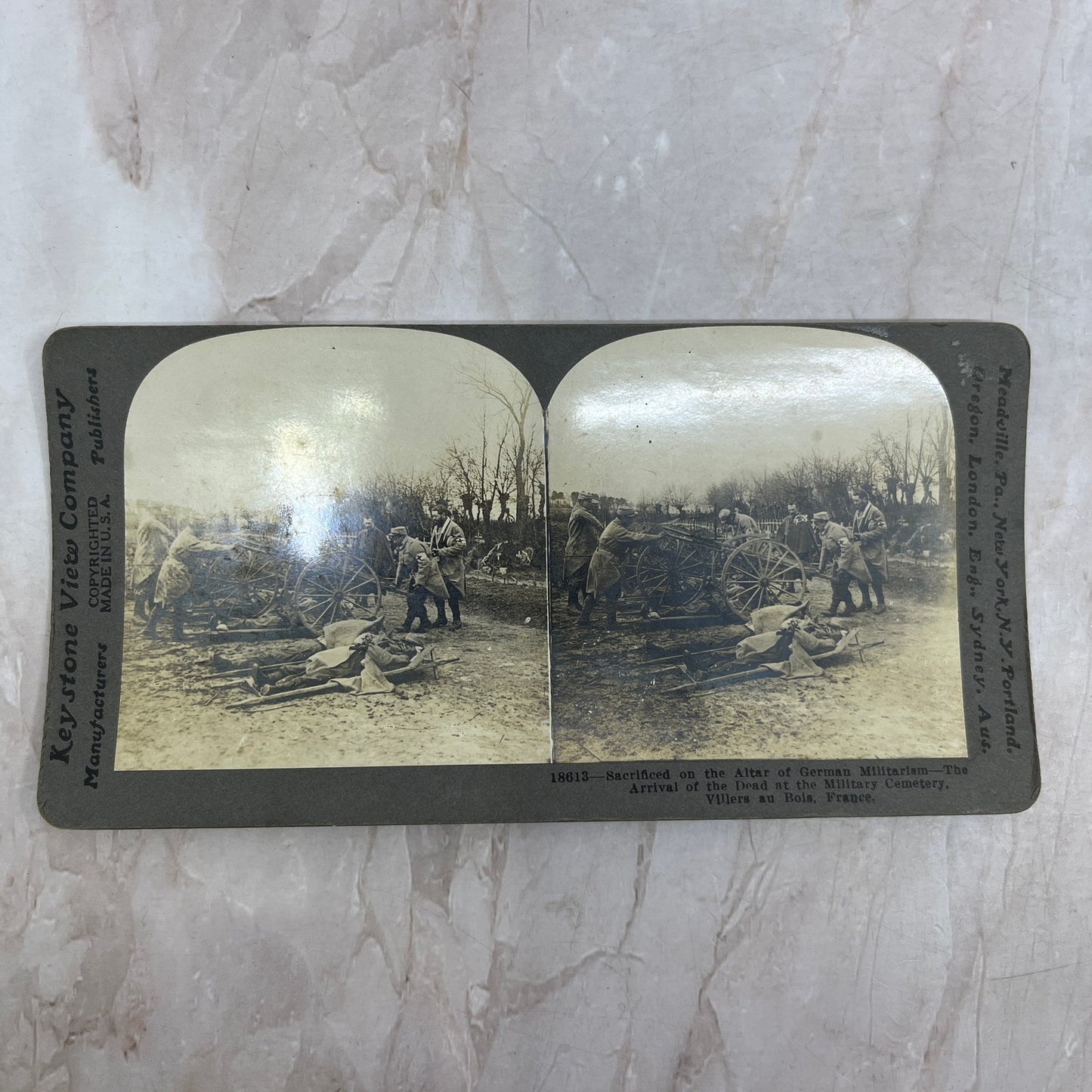 1918 Bois France Arrival of the Dead at Cemetary Postmortem WWI Stereoview H4-5