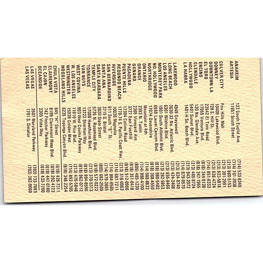 Bill Pfeifer C&R Clothiers Lakewood CA Vintage Business Card SD9-B9