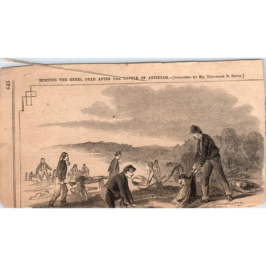 Burying the Dead After Battle of Antietam 1863 Civil War Engraving AE9-CW