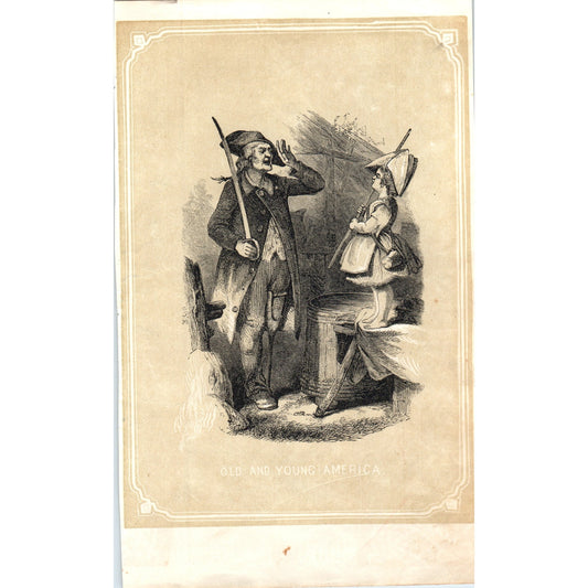 Old and Young American Pre Civil War 1857 Original Art Engraving D19-4