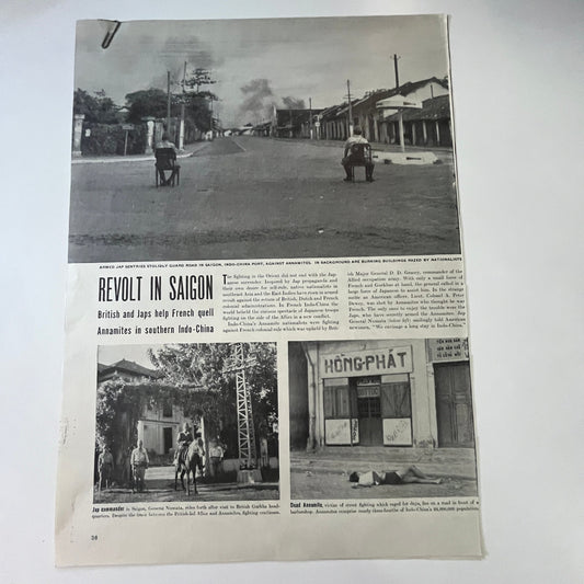 Revolt in Saigon - 2 Pages 1940s WWII Era Article V30-1