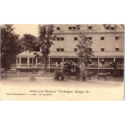 c1910 Arrival of the Tally-Ho at The Bridgton Maine Original Postcard PC10
