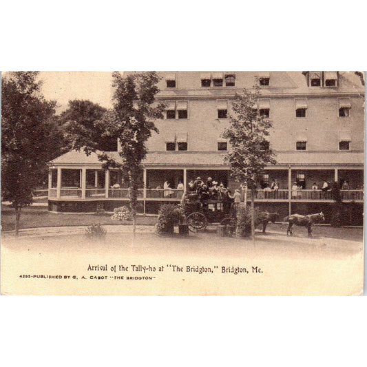 c1910 Arrival of the Tally-Ho at The Bridgton Maine Original Postcard PC10