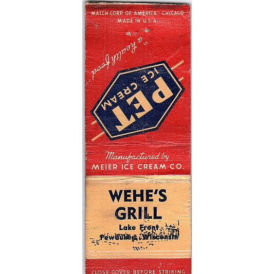 Wehe's Grill Pewaukee WI Vintage Matchbook Cover SF3-Y7