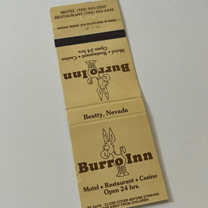 Burro Inn Motel Restaurant Beatty NV Vintage Matchbook Cover TB6-MB2-5
