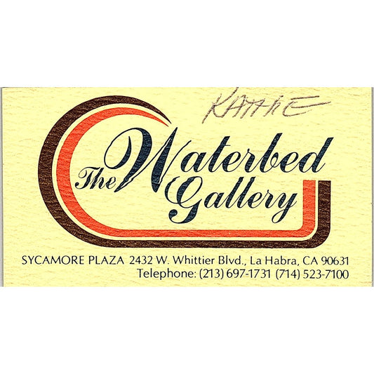 The Waterbed Gallery Cerritos Store La Habra CA Vintage Business Card SF3-B3