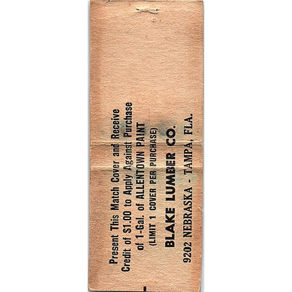 Blake Lumber Co Tampa Florida Vintage Matchbook Cover SF3-Y5