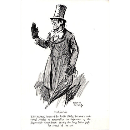 Prohibition Puppet Man in Top Hat 1940 Rollin Kirby Political Cartoon AJ4-5