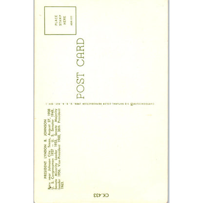 President Lyndon B. Johnson Portrait Vintage Postcard PC16