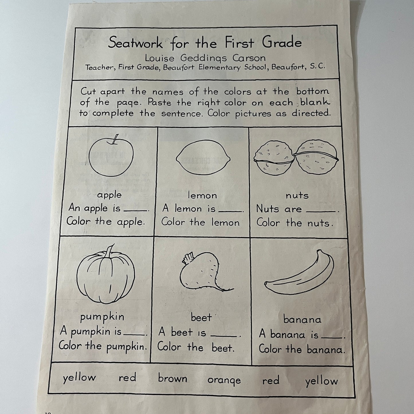 Seatwork for the First Grade Louise Geddings Carson 1938 Magazine Article V26-4