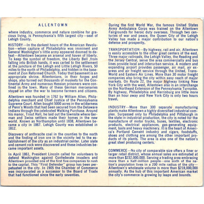 1962 Allentown PA Bicentennial Anniversary Pocket Program Card AE5