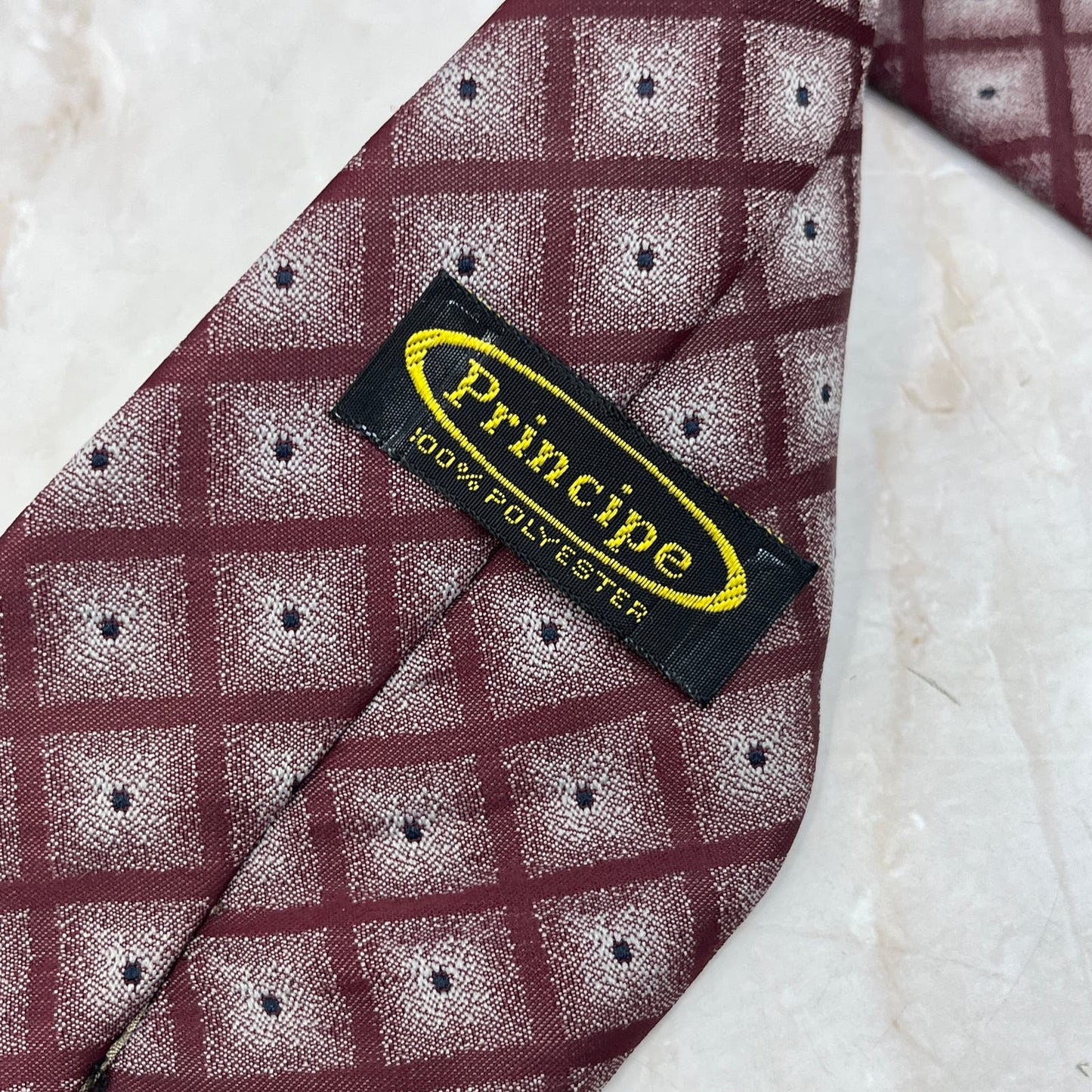 Retro Men's Principe Polyester Maroon Necktie Tie TJ4-T1