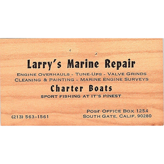Larry's Marine Repair Charter Boats South Gate CA Vintage Business Card SD9-B10
