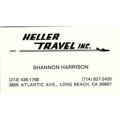 Heller Travel Shannon Harrison Long Beach CA Vintage Business Card SB4-B7