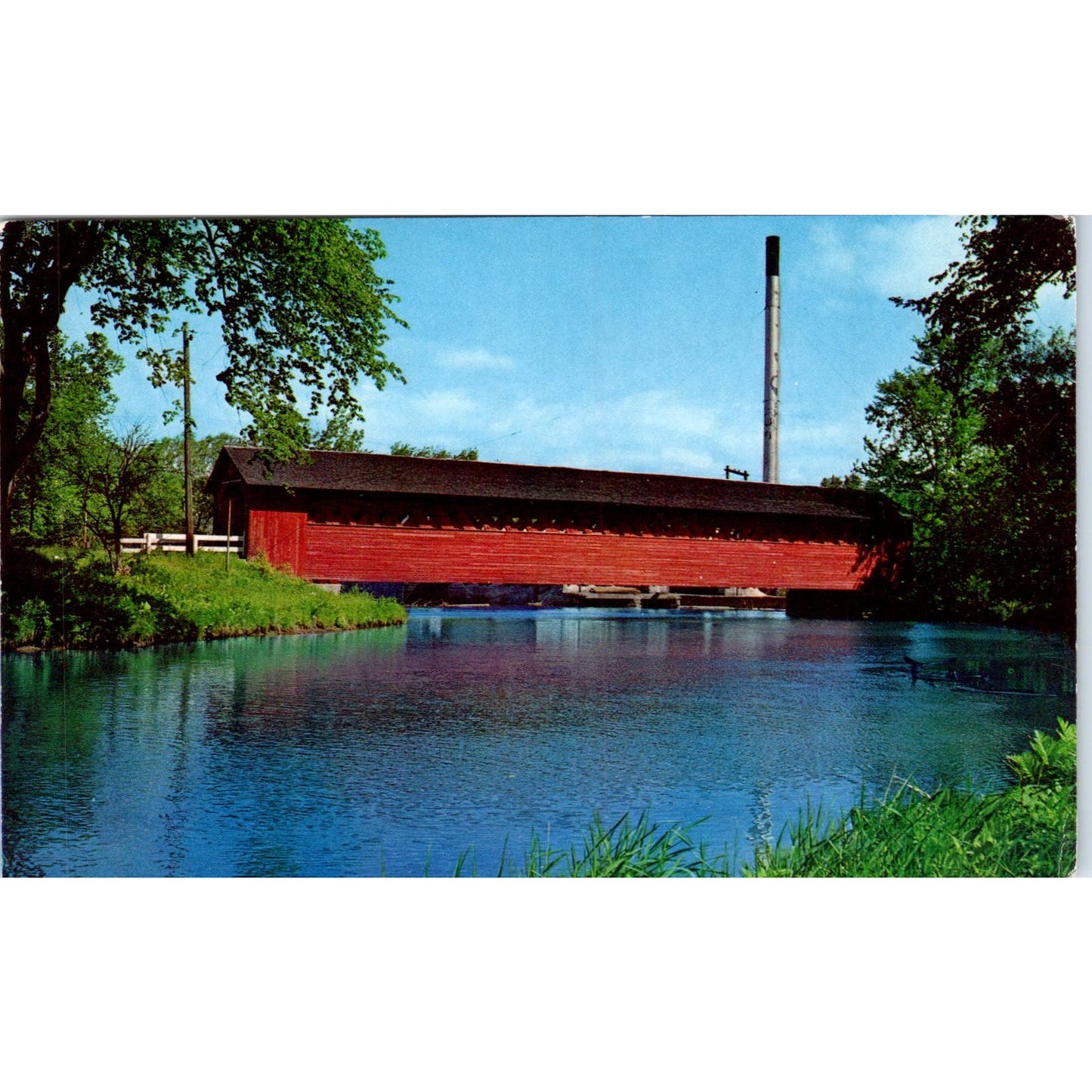 Papermill Village Bridge Bennington Vermont Covered Bridge Postcard PC5