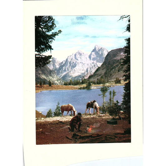 Camping With Horses Lake Solitude Trail Grand Tetons Vintage Art Print 7x9 V12
