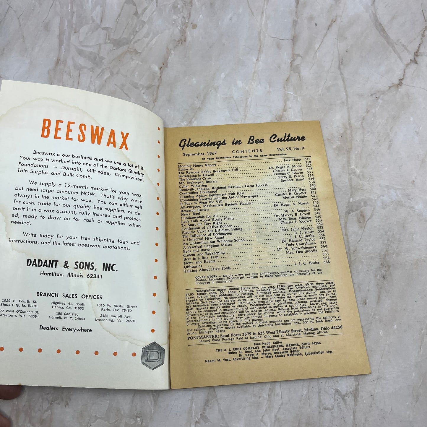 1967 Sept Gleanings in Bee Culture Magazine Bees Beekeeping Honey TD7